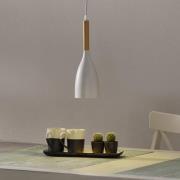 Hanglamp Manhattan met houtdetail, wit