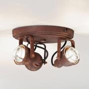 Plafondlamp Bente roest rond met 3 lampjes