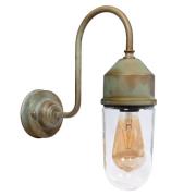 Wandlamp 1950N antiek messing, recht glas helder