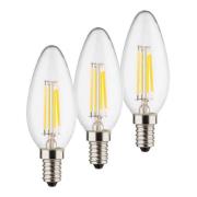 LED kaarslamp E14 4W 2.700K filament 3 per set