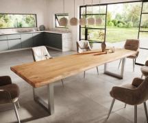 DELIFE Eettafel Edge 300x100 XL acacia natuur roestvrijstaal breed Liv...