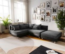 DELIFE Hoekbank Clovis zwart module-bank hocker ottomane links