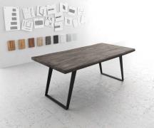 DELIFE Eettafel Edge 200x100 XL acacia platina metaal schuin Live-Edge