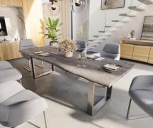 DELIFE Eettafel Edge 260x100 acacia platina roestvrijstaal smal Live-E...