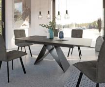 DELIFE Eettafel Davion 160/200x90 cm keramisch grijs metaal uitschuifb...