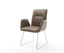 DELIFE Eetkamerstoel Vinja-Flex microvelours taupe vintage slipframe r...