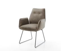 DELIFE Eetkamerstoel Zoa-Flex microvelours taupe vintage slipframe zwa...