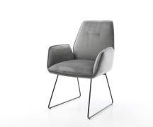 DELIFE Eetkamerstoel Zoa-Flex fluweel grijs slipframe zwart pocketveer...