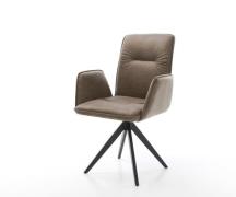 DELIFE Eetkamerstoel Vinja-Flex microvelours taupe vintage kruisframe ...
