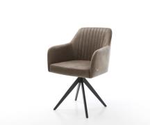 DELIFE Eetkamerstoel Greg-Flex microvelours taupe vintage kruisframe h...