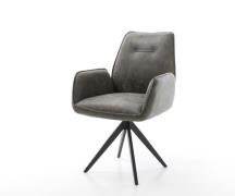 DELIFE Eetkamerstoel Zoa-Flex microvelours grijs antiek kruisframe hoe...