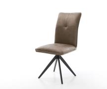 DELIFE Eetkamerstoel Maddy-Flex microvelours taupe vintage kruisframe ...