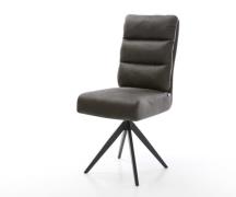 DELIFE Eetkamerstoel Pela-Flex microvelours antraciet vintage kruisfra...