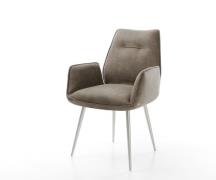 DELIFE Eetkamerstoel Zoa-Flex microvelours taupe vintage 4-poot conisc...