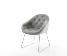 DELIFE Eetkamerstoel Gaio-Flex fluweel grijs slipframe roestvrij staal