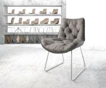 DELIFE Eetkamerstoel Taimi-Flex microvelours grijs antiek slipframe ro...