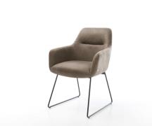DELIFE Eetkamerstoel Pejo-Flex microvelours taupe vintage slipframe zw...