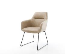 DELIFE Eetkamerstoel Pejo-Flex microvelours beige vintage slipframe zw...