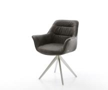 DELIFE Eetkamerstoel Kaira-Flex microvelours antraciet vintage kruisfr...