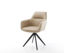DELIFE Eetkamerstoel Pejo-Flex microvelours beige vintage kruisframe h...