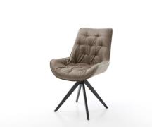 DELIFE Eetkamerstoel Taimi-Flex microvelours taupe vintage kruisframe ...