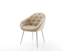 DELIFE Eetkamerstoel Gaio-Flex microvelours beige vintage 4-poot conis...