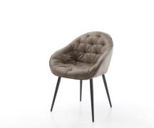 DELIFE Eetkamerstoel Gaio-Flex microvelours taupe vintage 4-poot conis...