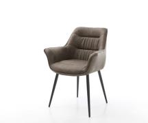 DELIFE Eetkamerstoel Kaira-Flex microvelours taupe vintage 4-poot coni...