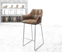 DELIFE Barstoel Yulo-Flex vintage bruin slipframe roestvrijstaal