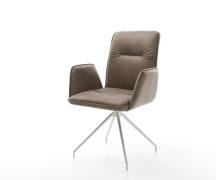 DELIFE Eetkamerstoel Vinja-Flex microvelours taupe vintage kruisframe ...