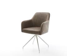 DELIFE Eetkamerstoel Greg-Flex microvelours taupe vintage kruisframe c...