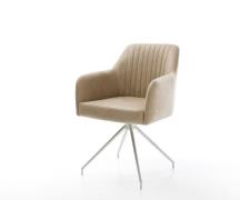 DELIFE Eetkamerstoel Greg-Flex microvelours beige vintage kruisframe c...