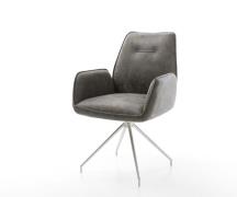 DELIFE Eetkamerstoel Zoa-Flex microvelours grijs antiek kruisframe con...