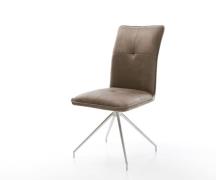 DELIFE Eetkamerstoel Maddy-Flex microvelours taupe vintage kruisframe ...