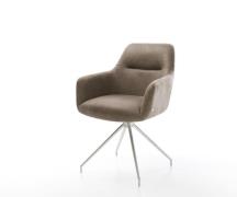 DELIFE Eetkamerstoel Pejo-Flex microvelours taupe vintage kruisframe c...