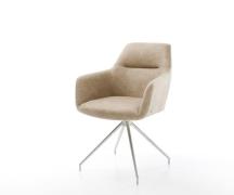 DELIFE Eetkamerstoel Pejo-Flex microvelours beige vintage kruisframe c...