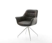 DELIFE Eetkamerstoel Kaira-Flex microvelours antraciet vintage kruisfr...