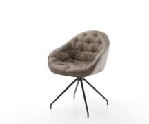 DELIFE Eetkamerstoel Gaio-Flex microvelours taupe vintage kruisframe c...