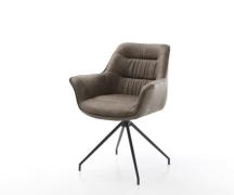 DELIFE Eetkamerstoel Kaira-Flex microvelours taupe vintage kruisframe ...