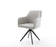 DELIFE Eetkamerstoel Greg-Flex stripes lichtgrijs kruisframe hoekig zw...