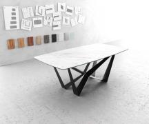 DELIFE Eettafel Edge Bootsform 200x100cm Laminam® keramiek wit middenp...