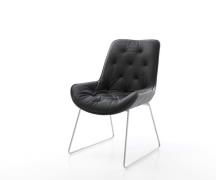 DELIFE Eetkamerstoel Taimi-Flex echt leer zwart slipframe roestvrij st...