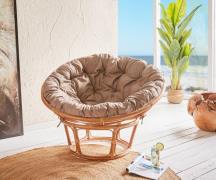 DELIFE Papasan-zetel honing kussen  Ø 115x64 cm grijs uit Rattan