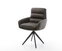 DELIFE Eetkamerstoel Abelia-Flex met armleuning microvelours antraciet...