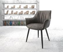 DELIFE Eetkamerstoel Keila-Flex met armleuning microvelours antraciet ...