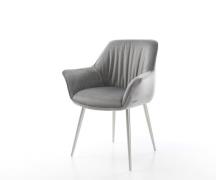 DELIFE Eetkamerstoel Keila-Flex met armleuning fluweel grijs 4-poot co...