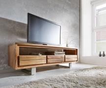 DELIFE TV-meubel Live-Edge 146 cm acacia natuur 3 laden 1 vak