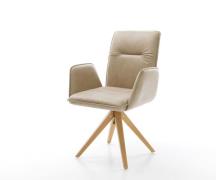 DELIFE Eetkamerstoel Vinja-Flex microvelours beige vintage houten fram...