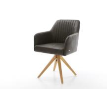 DELIFE Eetkamerstoel Greg-Flex microvelours antraciet vintage houten f...