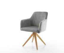 DELIFE Eetkamerstoel Greg-Flex fluweel grijs houten frame hoekig natuu...